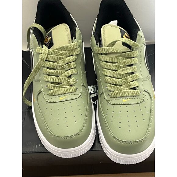 Nike Women's Olive Green Black Air Force 1 Double Swoosh Sneaker Shoes Size 8 - Picture 2 of 9